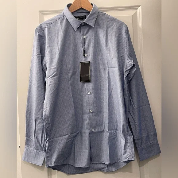 Vittorio Elegant Blue Dress Shirt Size 16 slim - Picture 1 of 5